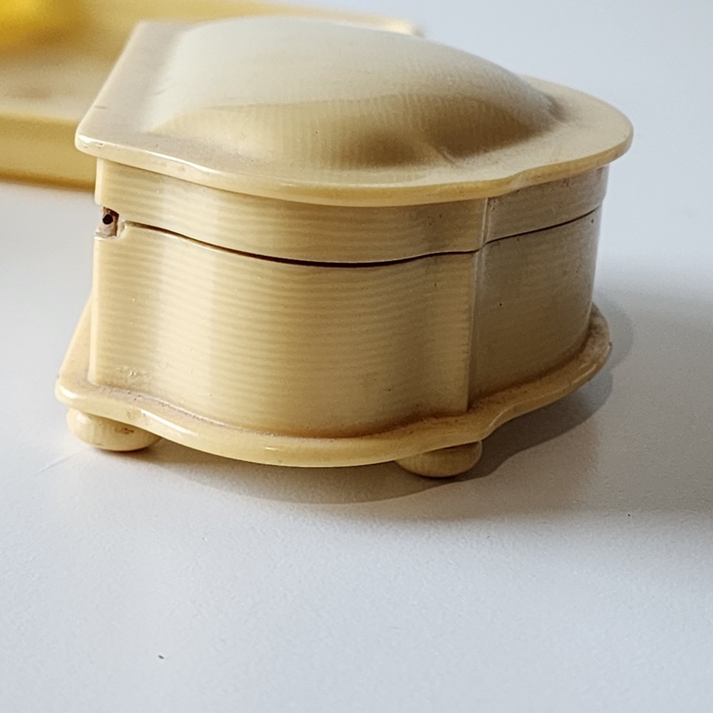 Vintage Celluloid French Ivory Jewelry Box Ring Holder Tray Vanity Set 1930s UK - Picture 9 of 16